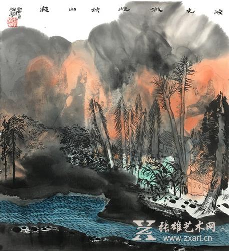 李肇瑜 《波光潋滟秋山寂》 45x48cm 李肇瑜 《波光潋滟秋山寂》 45x48cm